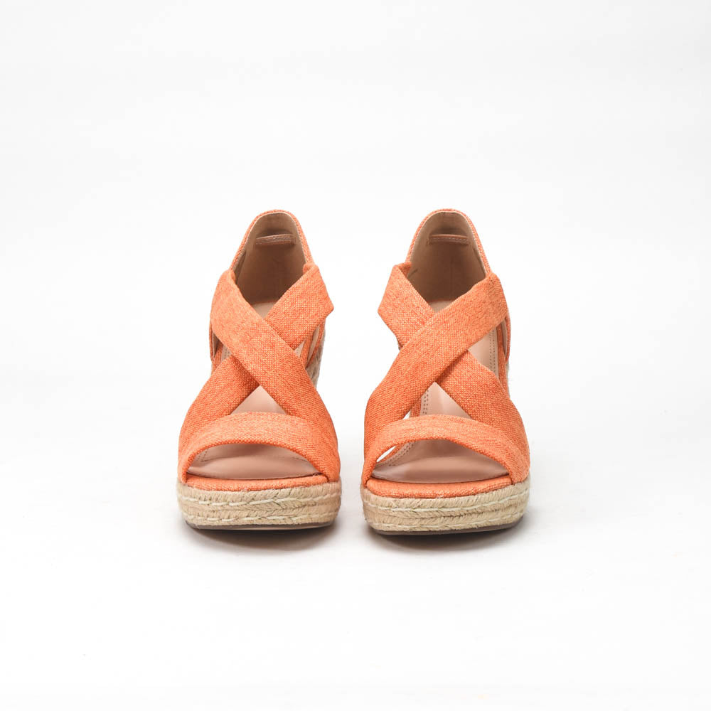 André Sandales Compensées Espadrilles Orange Femme