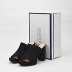 André Mules à Talons Hauts Noir Élégantes Femme