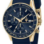Maserati Montre Chronographe Cadran Bleu Bracelet Silicone Homme
