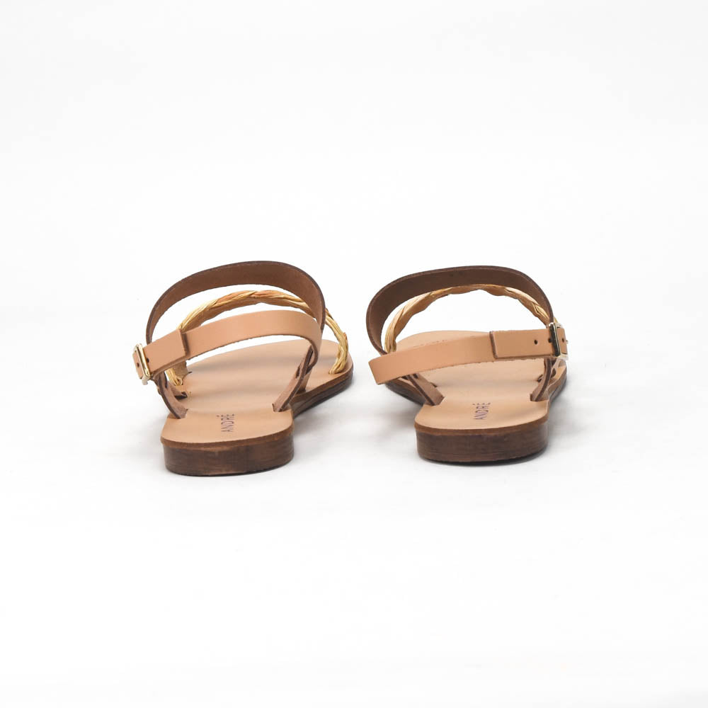 André Sandales Plates Cuir et Tressées Femme