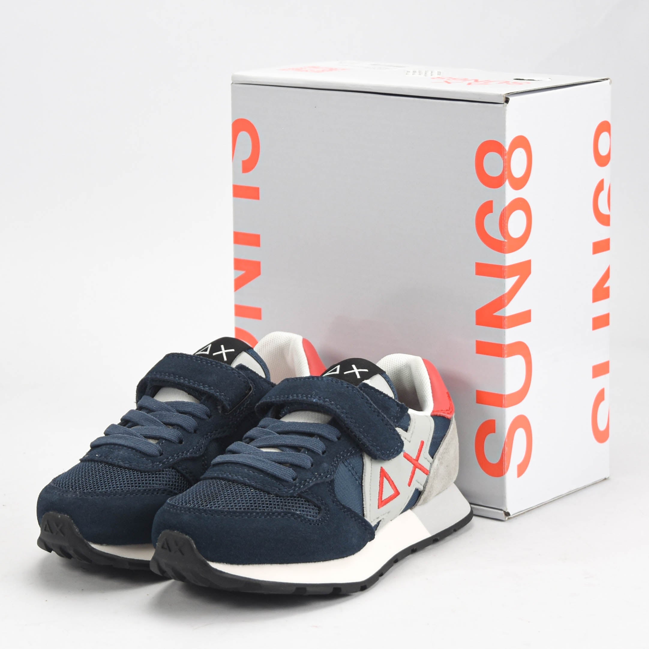 SUN68 Baskets Sneakers à Scratch Enfant Bleu Marine