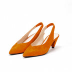 André Escarpins Slingback Daim Orange Femme