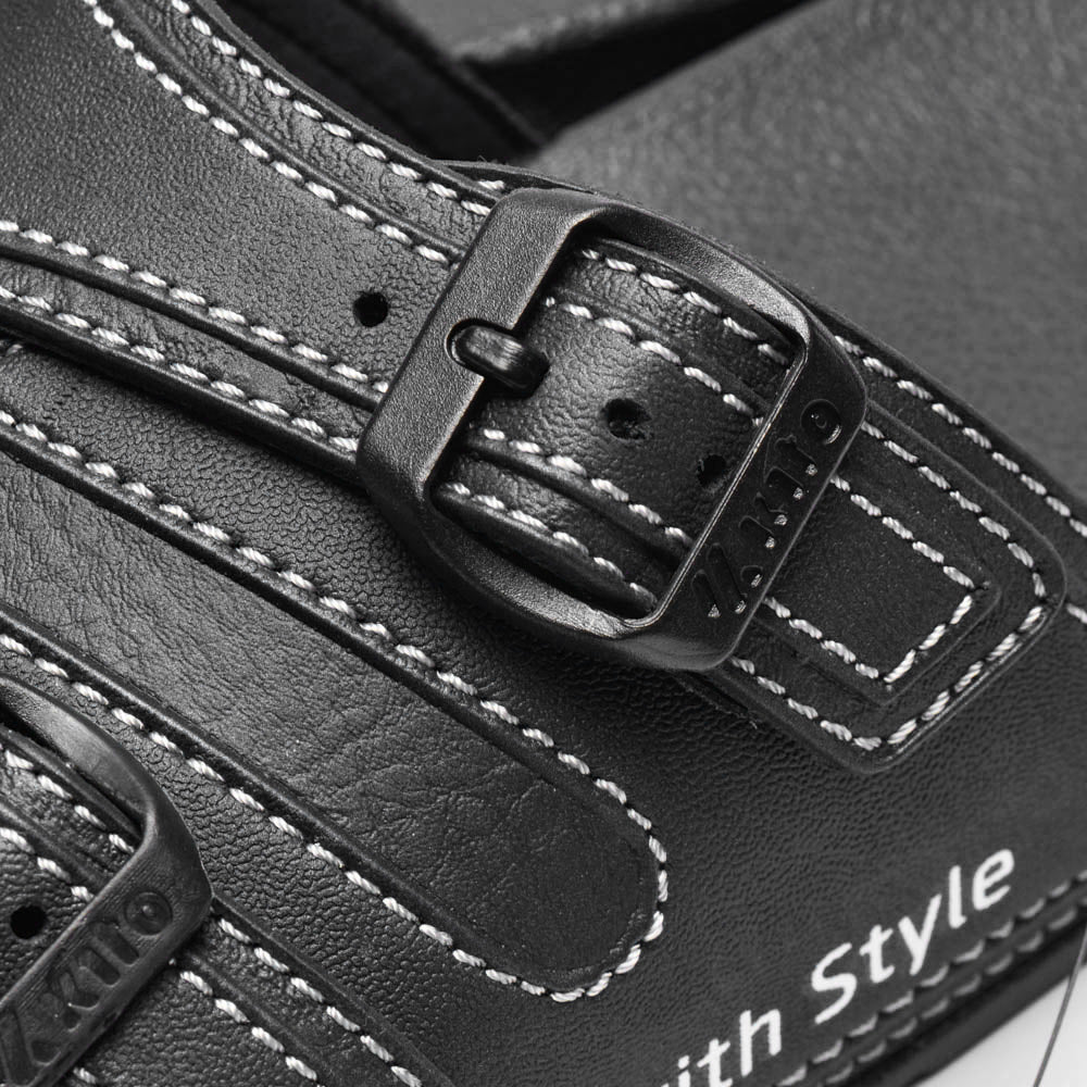 Kito Claquettes Confortables à Boucles Noir Homme