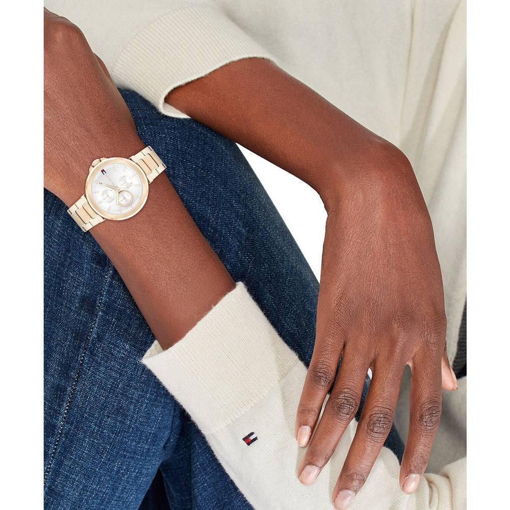 Tommy Hilfiger Montre Élégante Dorée Rose Femme