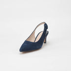 André Escarpins Slingback Daim Bleu Élégants Femme