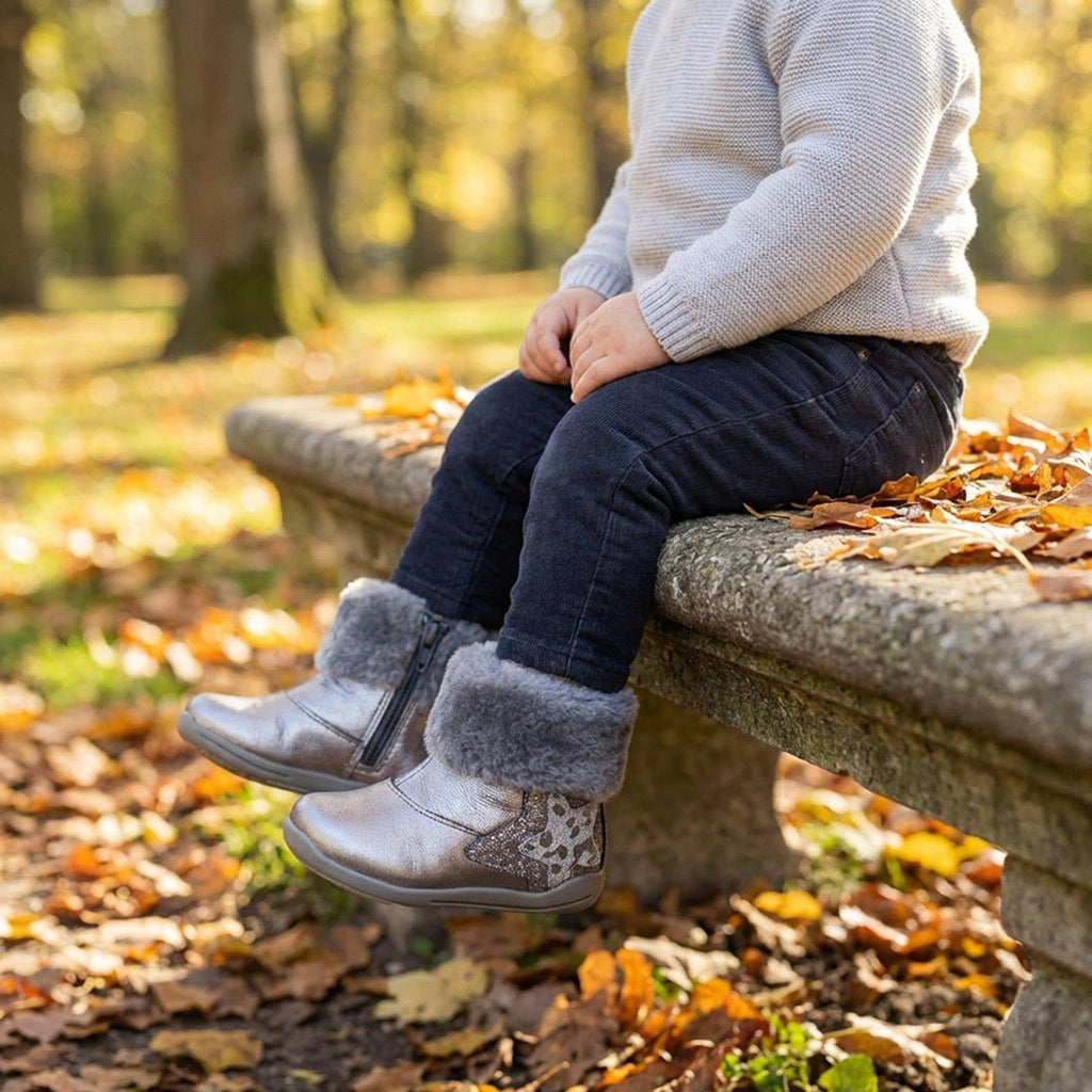 Chicco Bottines Argentées Fourrées Souples Bébé Fille