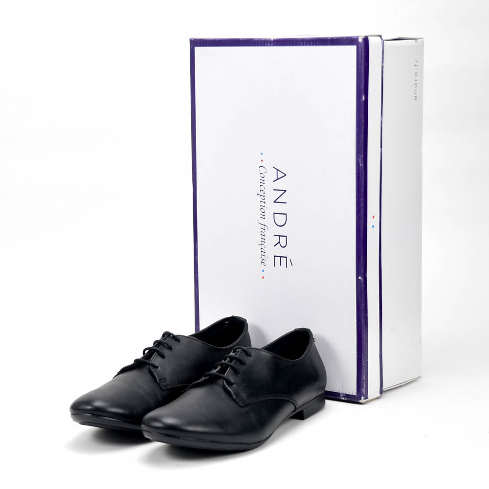 André Chaussures Derby Cuir Noir Élégantes Femme