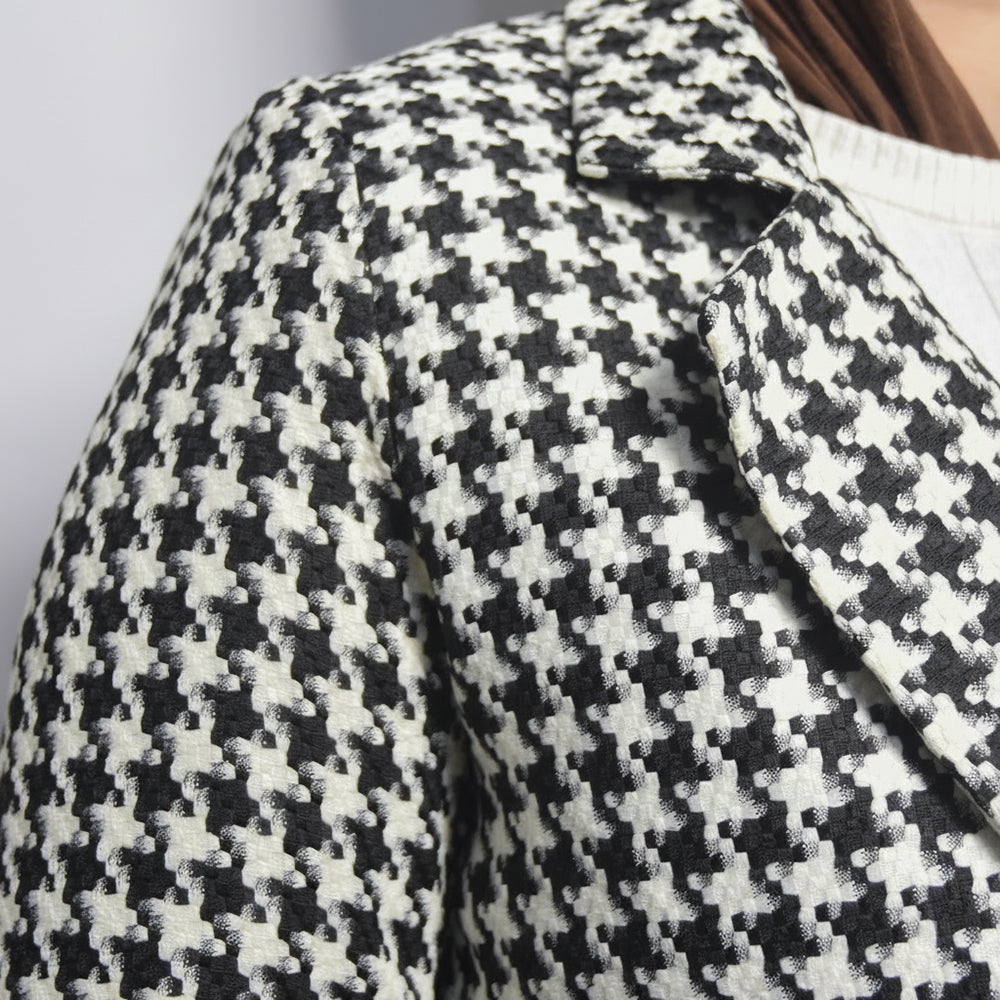 Veste Blazer Femme Motif Pied-de-Poule Élégante