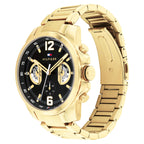 Tommy Hilfiger Montre Acier Doré Cadran Noir Élégante Homme