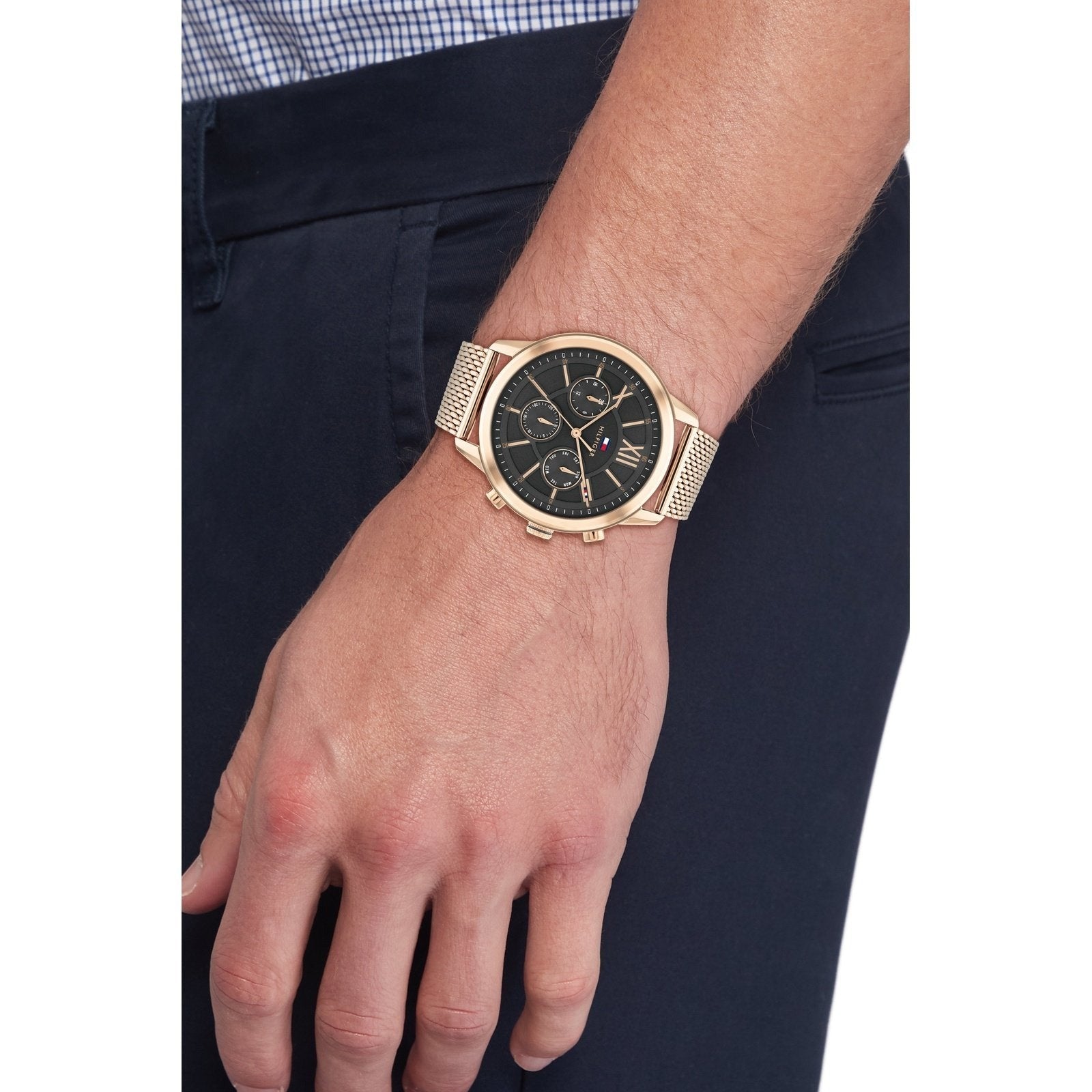 Montre Tommy Hilfiger Bracelet Maille Milanaise Élégante Homme