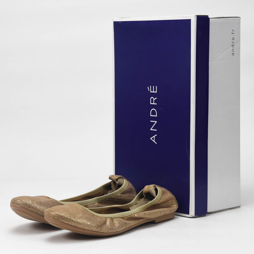 André Ballerines Dorées Confortables Femme
