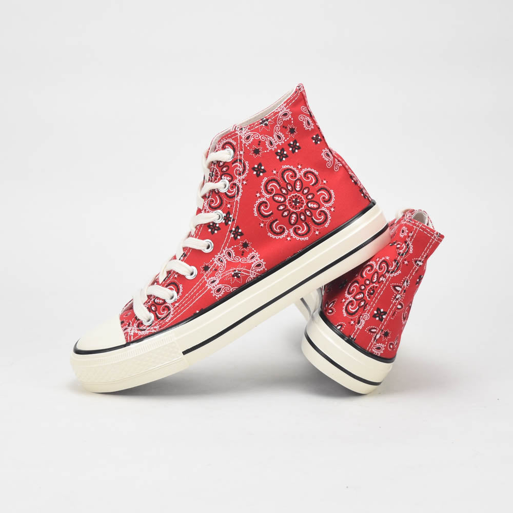 André Baskets Montantes Imprimé Bandana Rouge Unisexe