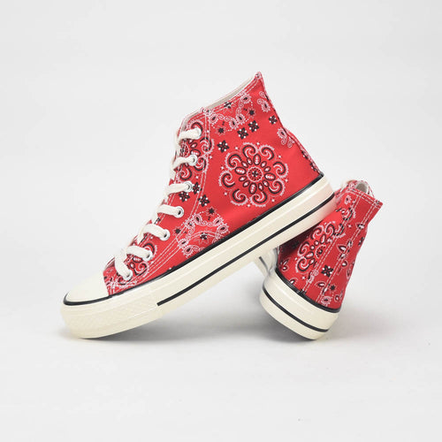 André Baskets Montantes Imprimé Bandana Rouge Unisexe