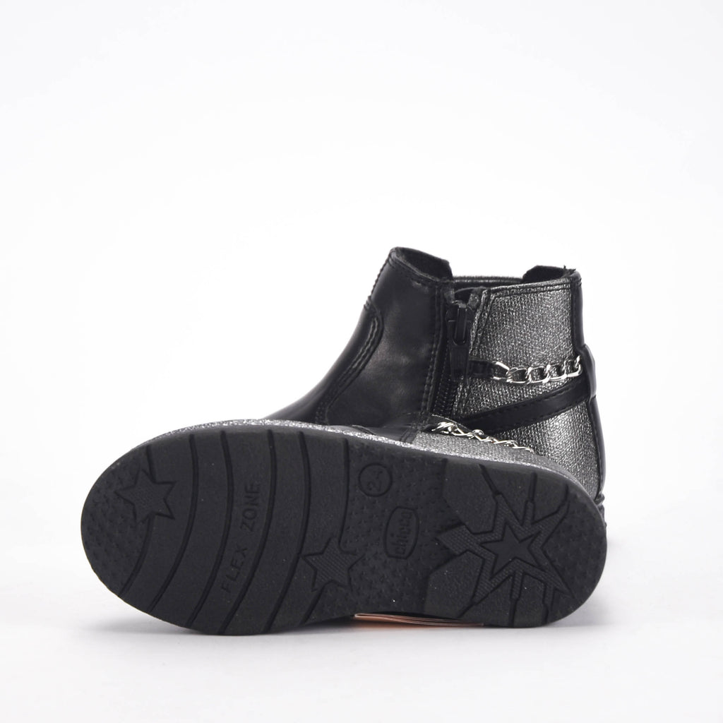 Chicco Bottines Noires avec Détails Argentés Fille