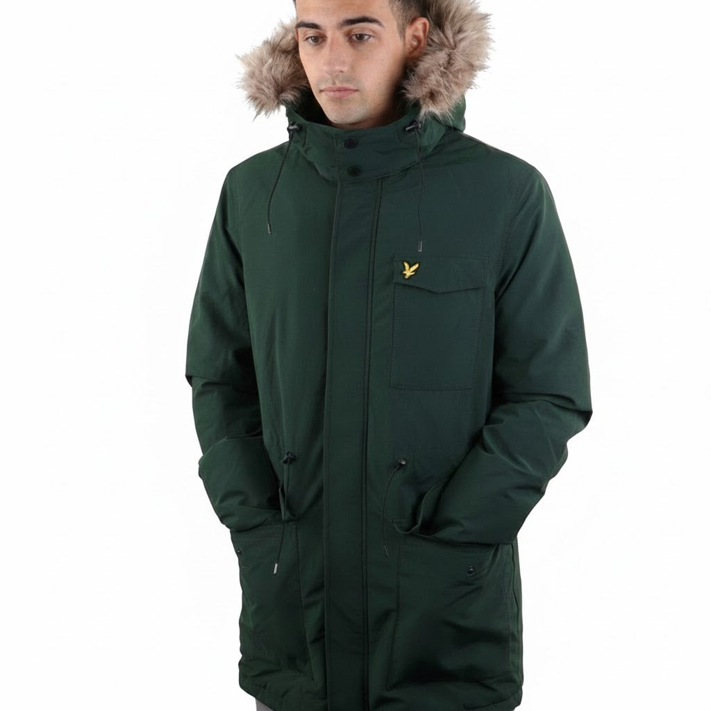 Lyle & Scott Veste Parka Hiver à Capuche Fourrure Homme