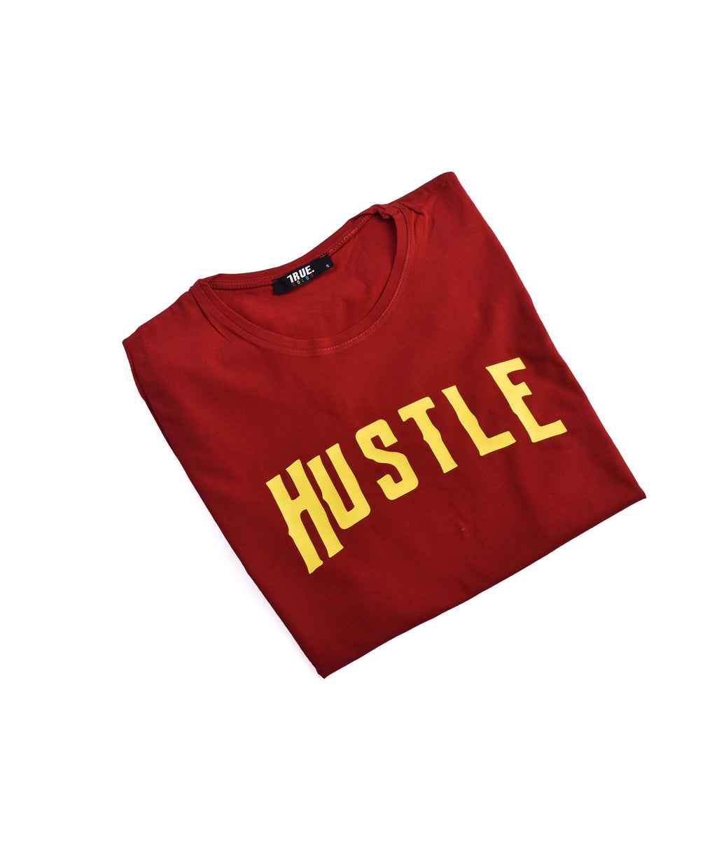T-shirt ROUGE ET JAUNE * HUSTLE *