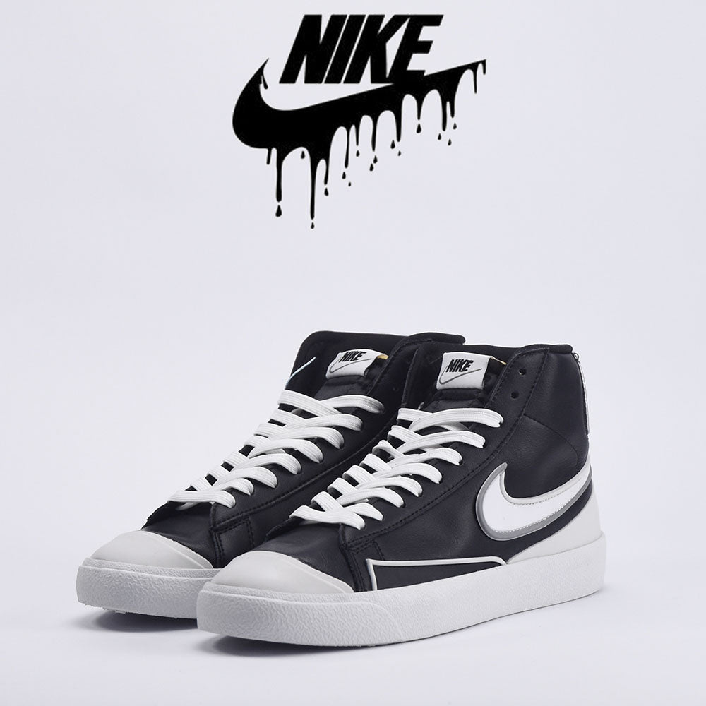 Nike Blazer Mid Sneakers Cuir Noir et Blanc Homme