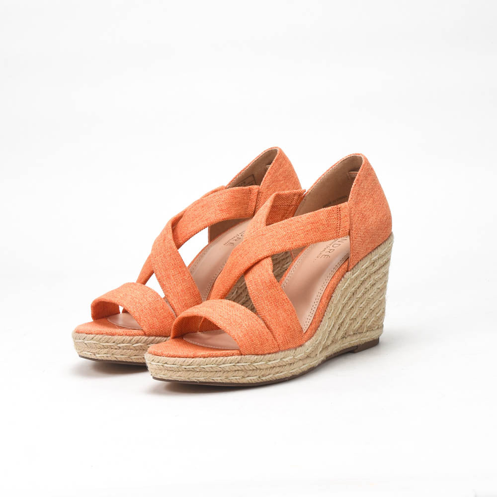 André Sandales Compensées Espadrilles Orange Femme