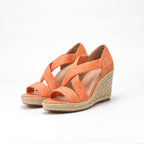 André Sandales Compensées Espadrilles Orange Femme