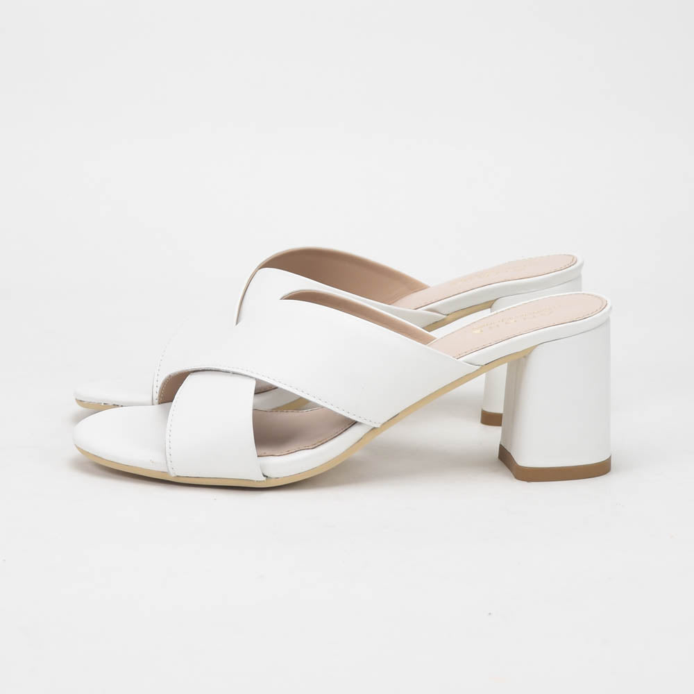 André Mules à Talons Blancs Élégantes Femme