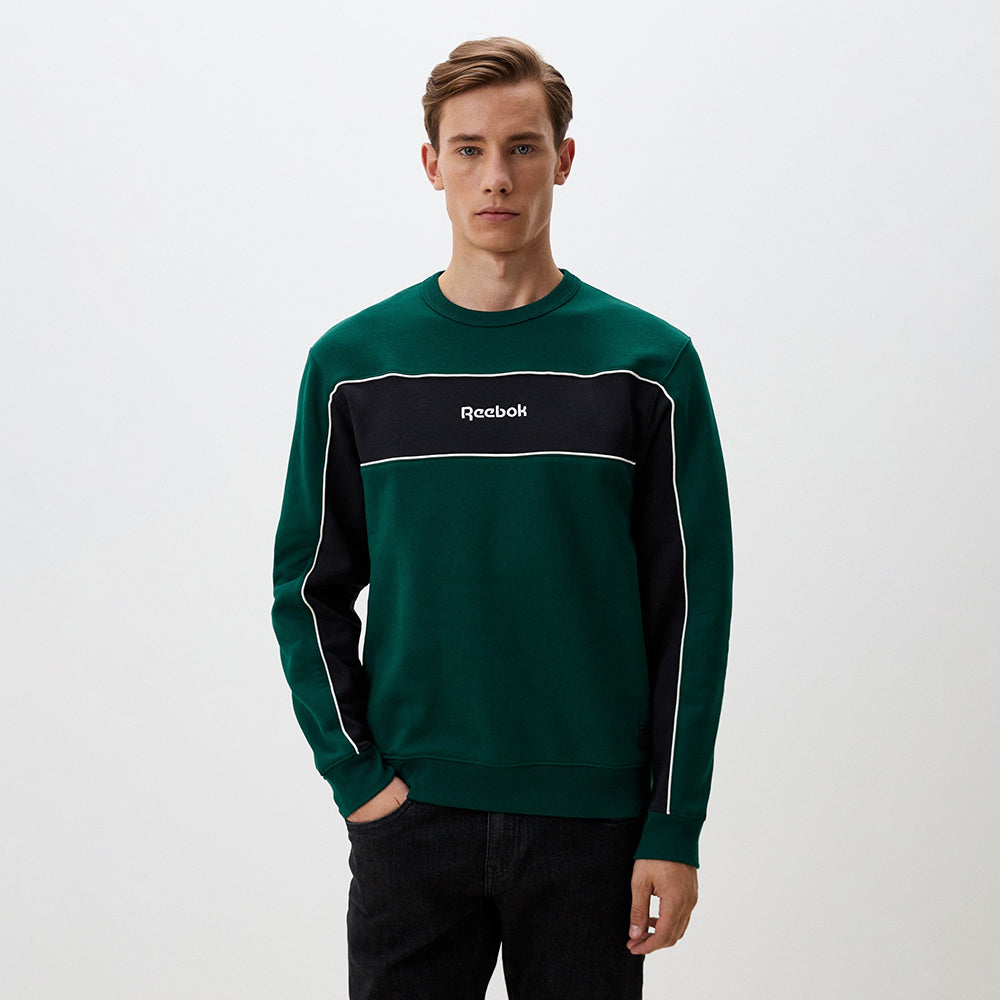 Reebok Sweatshirt Colorblock Vert et Noir Homme