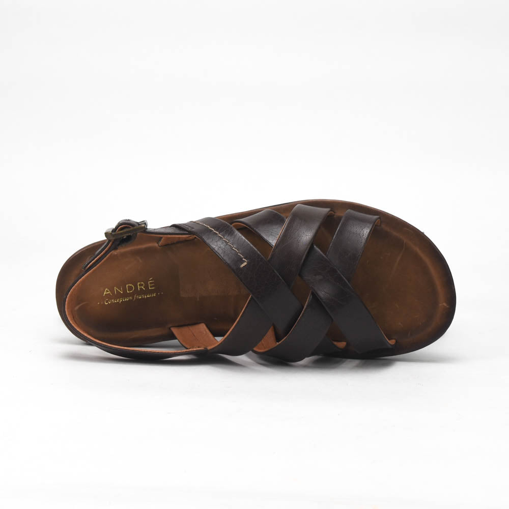 André Sandales en Cuir Marron Confortables Homme