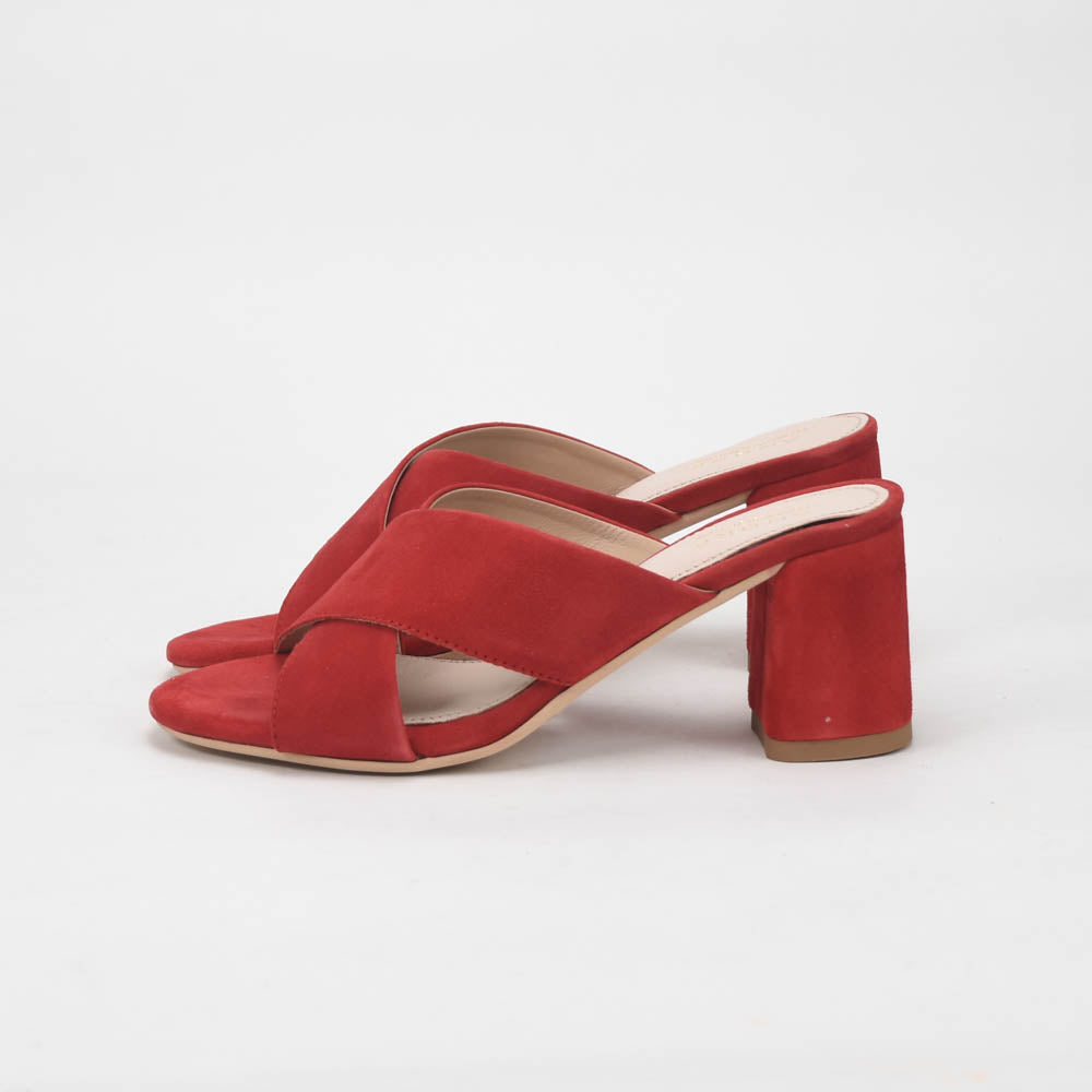 André Mules à Talons Daim Rouge Femme