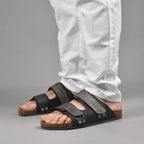 Birk Sandales Orthopédiques en Cuir Gris Homme
