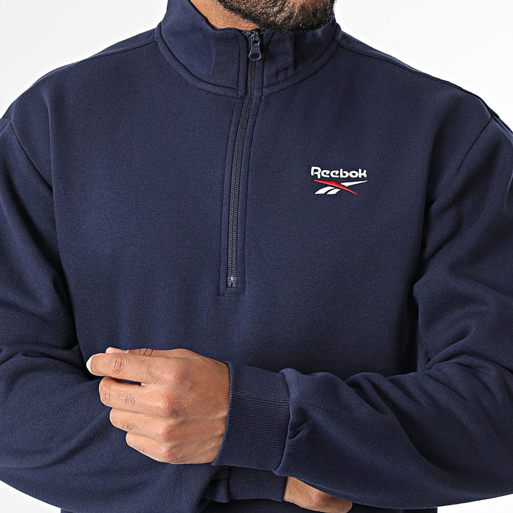 Reebok Sweat Col Zippé Molleton Confortable Homme