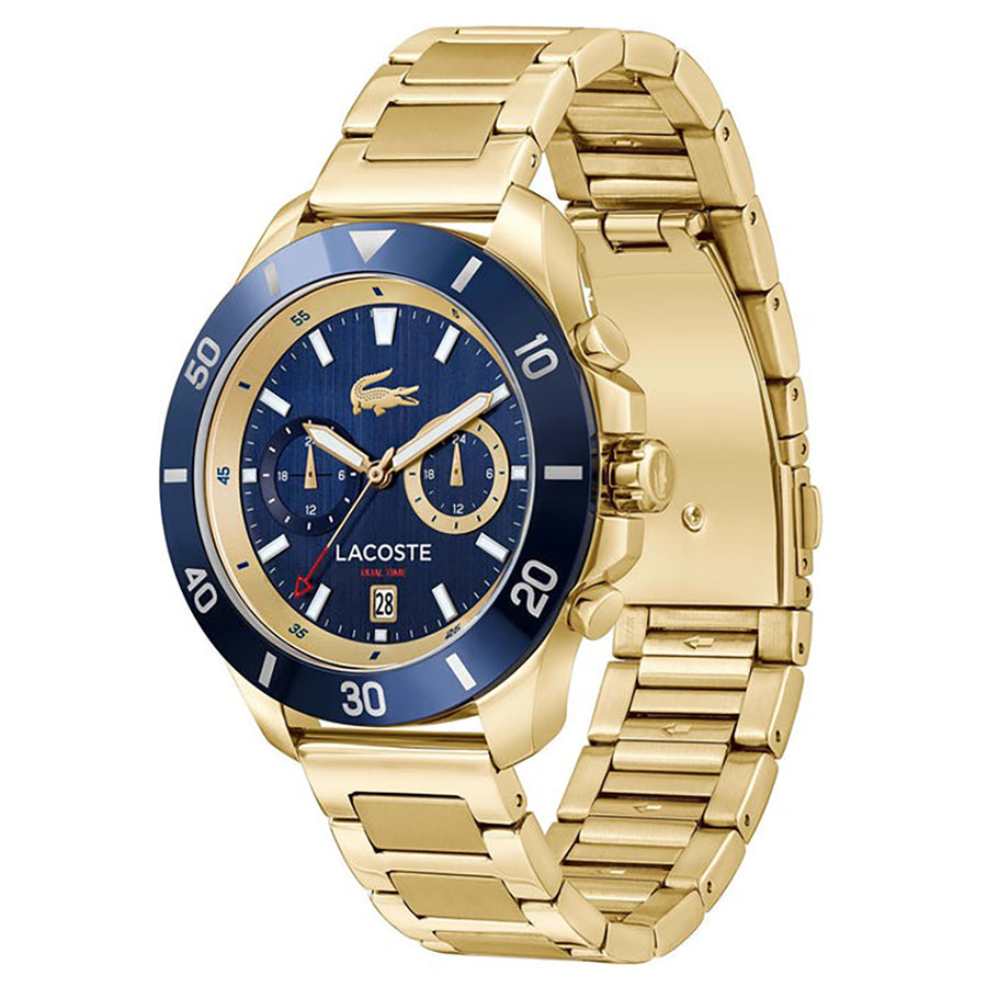 Montre Lacoste Acier Doré Cadran Bleu Élégante Homme