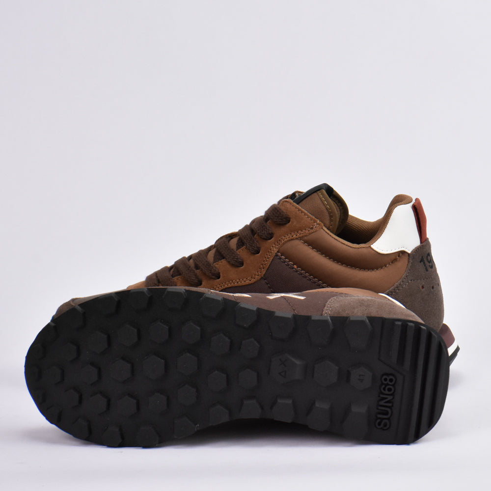 SUN68 Sneakers en Daim et Textile Marron Homme