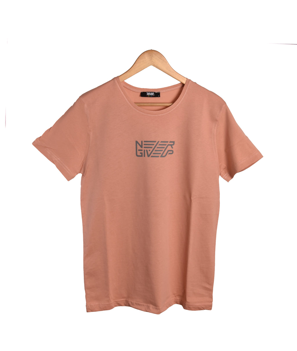 T-shirt SAUMON *NEVER GIVE UP *