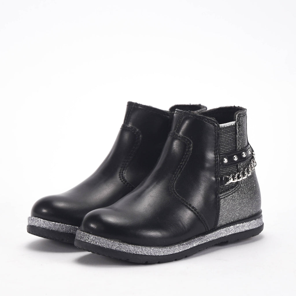 Chicco Bottines Noires avec Détails Argentés Fille
