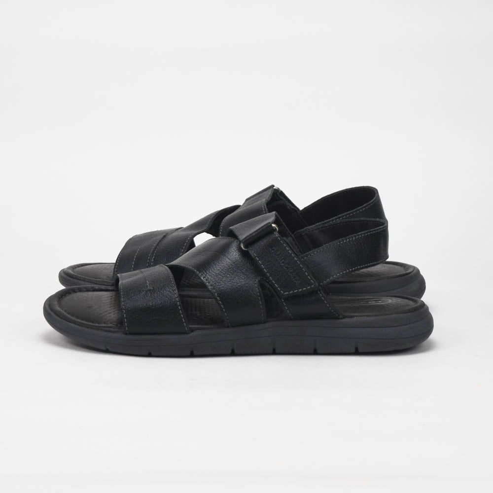 Democrata Sandales Confortables en Cuir Noir Homme