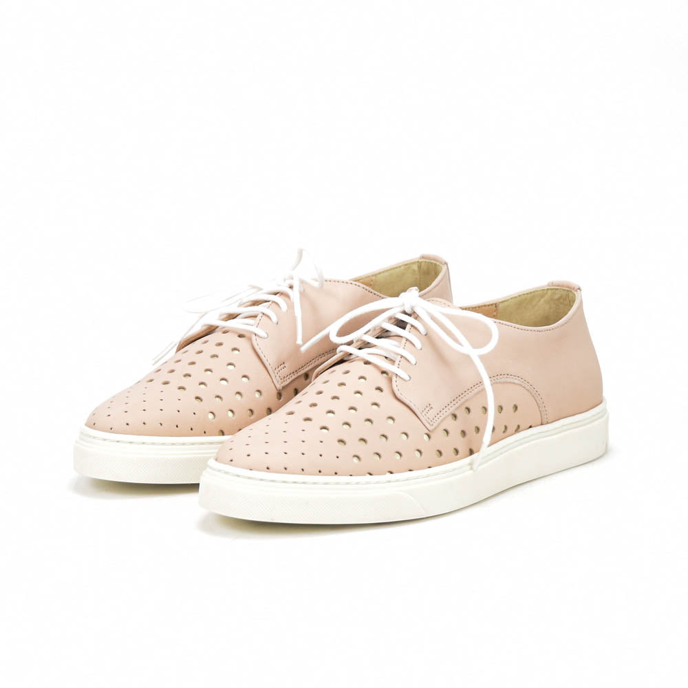 André Derbies en Cuir Perforé Rose Poudré Femme