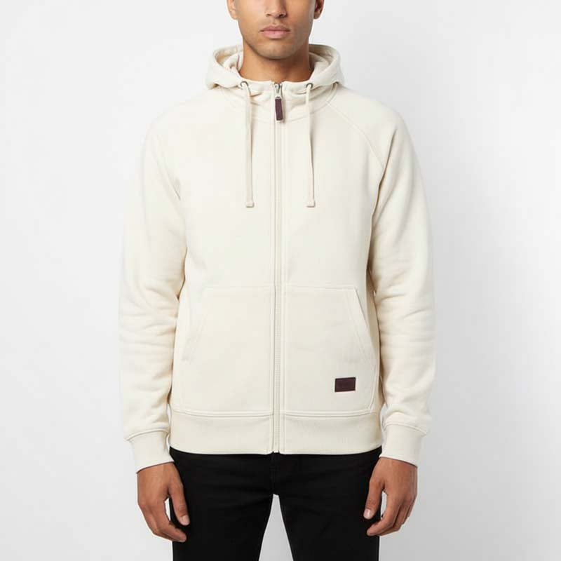 Sweat à Capuche Zippé Milano Blanc Cassé Homme