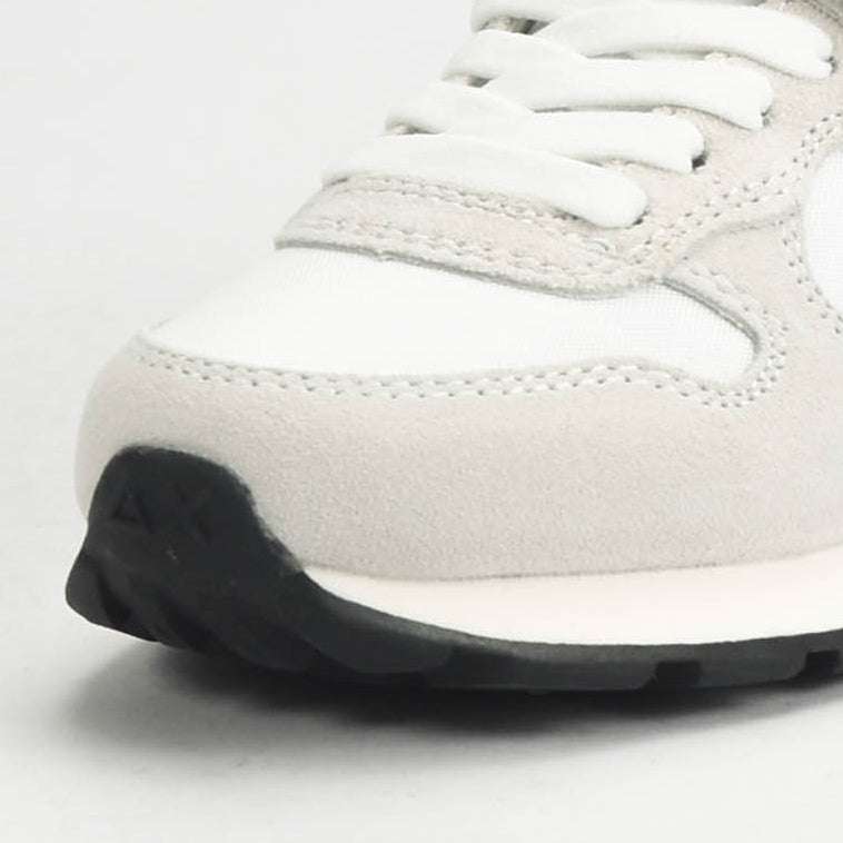 SUN68 Baskets Enfant à Scratch et Lacets Blanc et Bleu