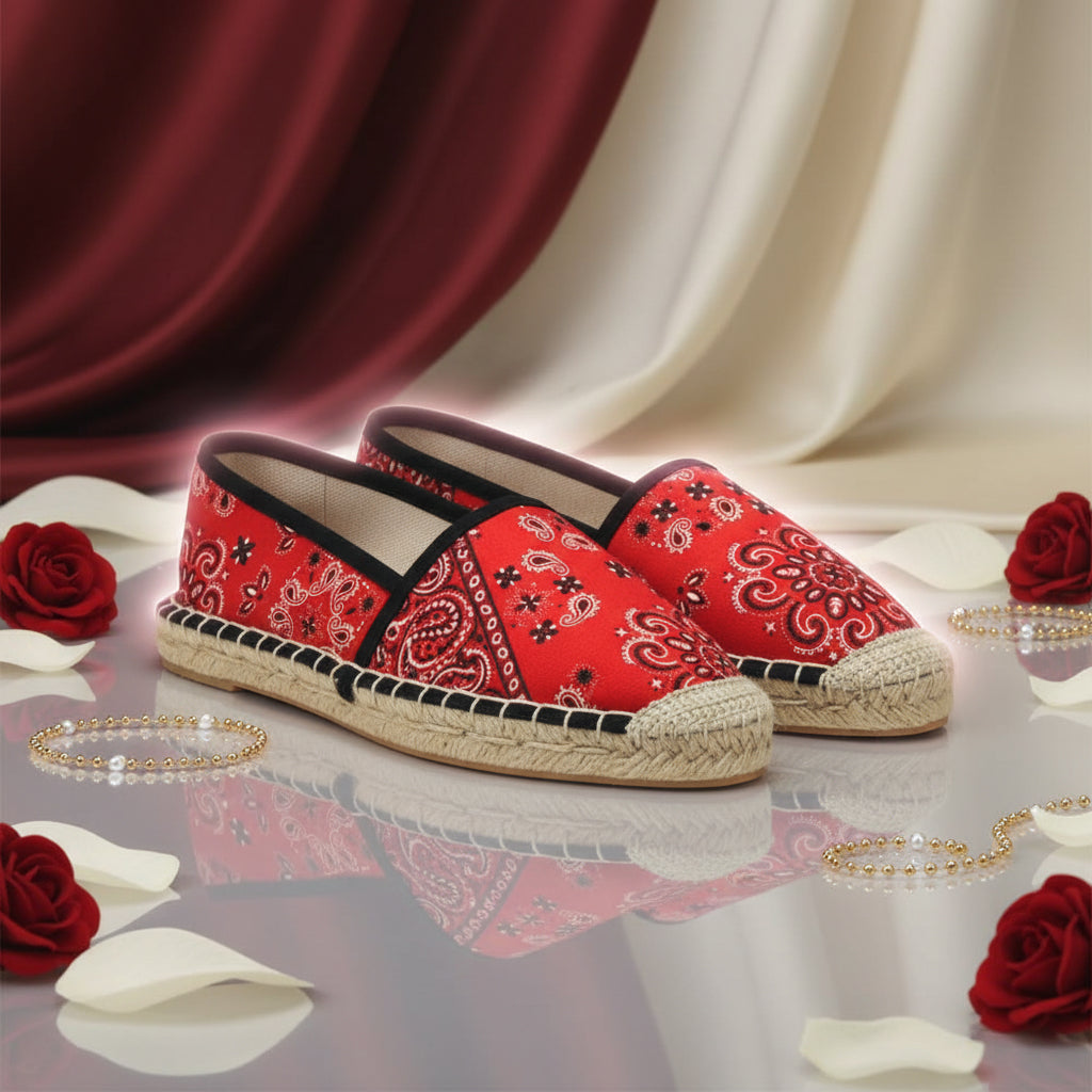 André Espadrilles Motif Bandana Rouge Femme