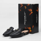 Piccadilly Sabots Femme Élégants Effet Croco Noir