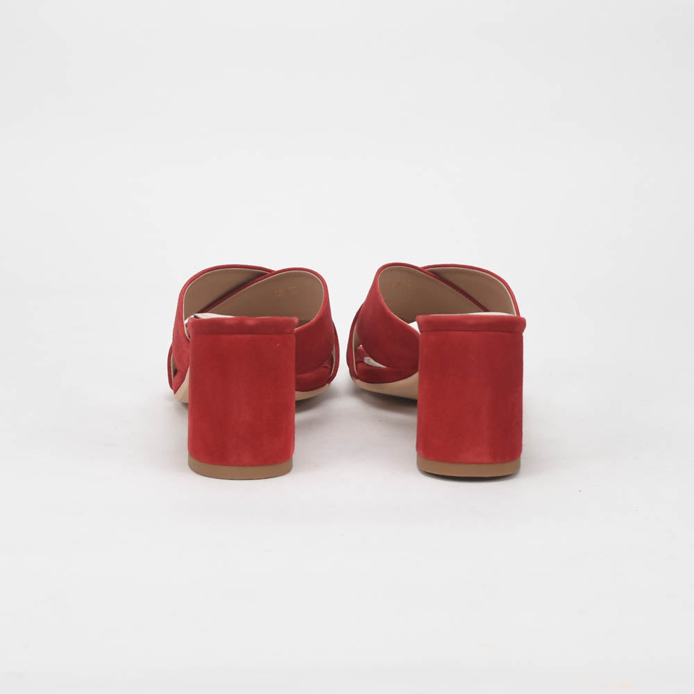 André Mules à Talons Daim Rouge Femme