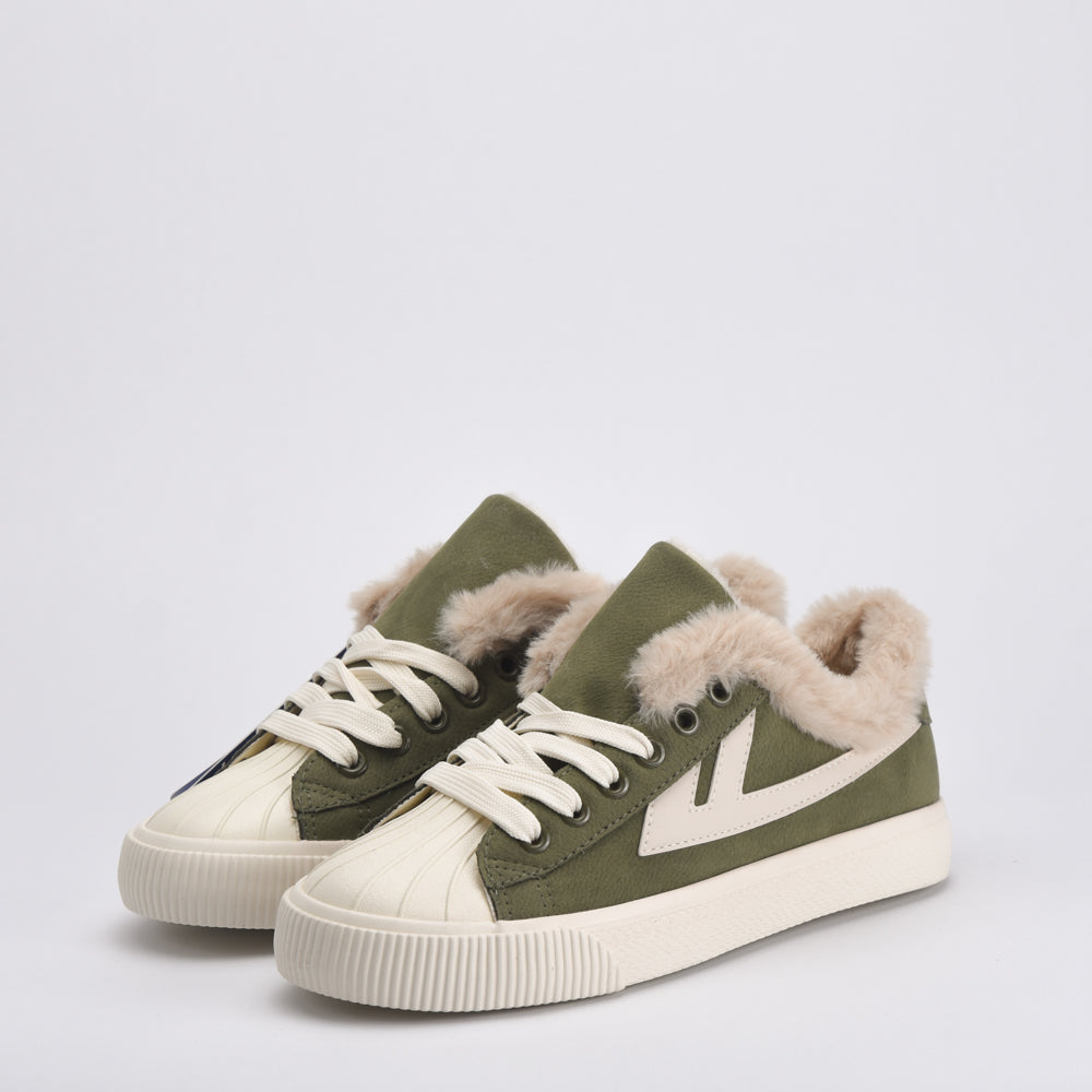 Warrior Baskets Fourrées Hiver Femme Vert Olive