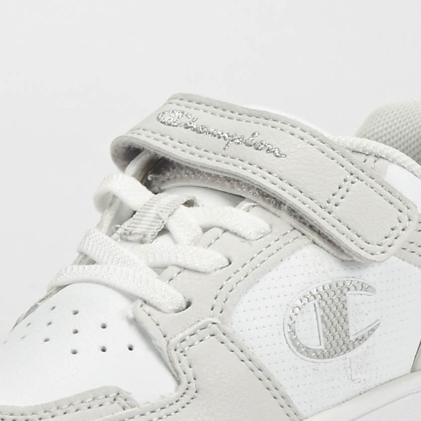 Champion Baskets Rebound Low Scratch Enfant Blanc et Gris