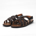 André Sandales en Cuir Marron Confortables Homme