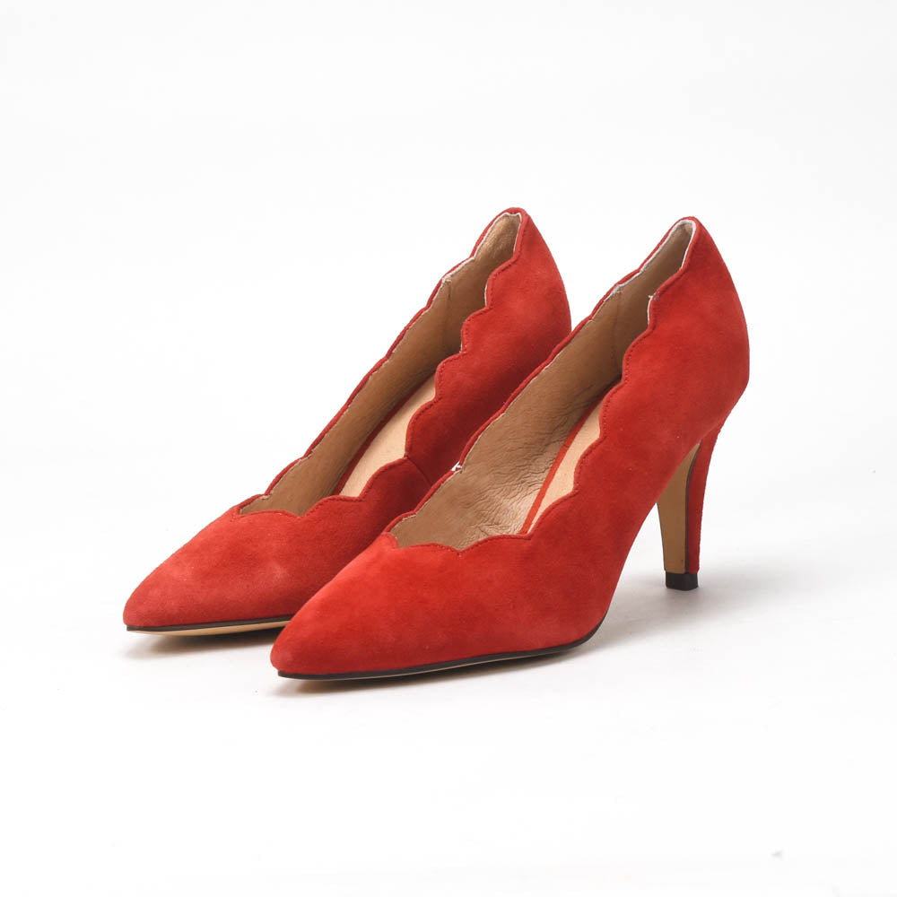 André Escarpins Daim Rouge Élégants Femme