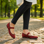 André Ballerines Daim Rouge Femme Élégantes
