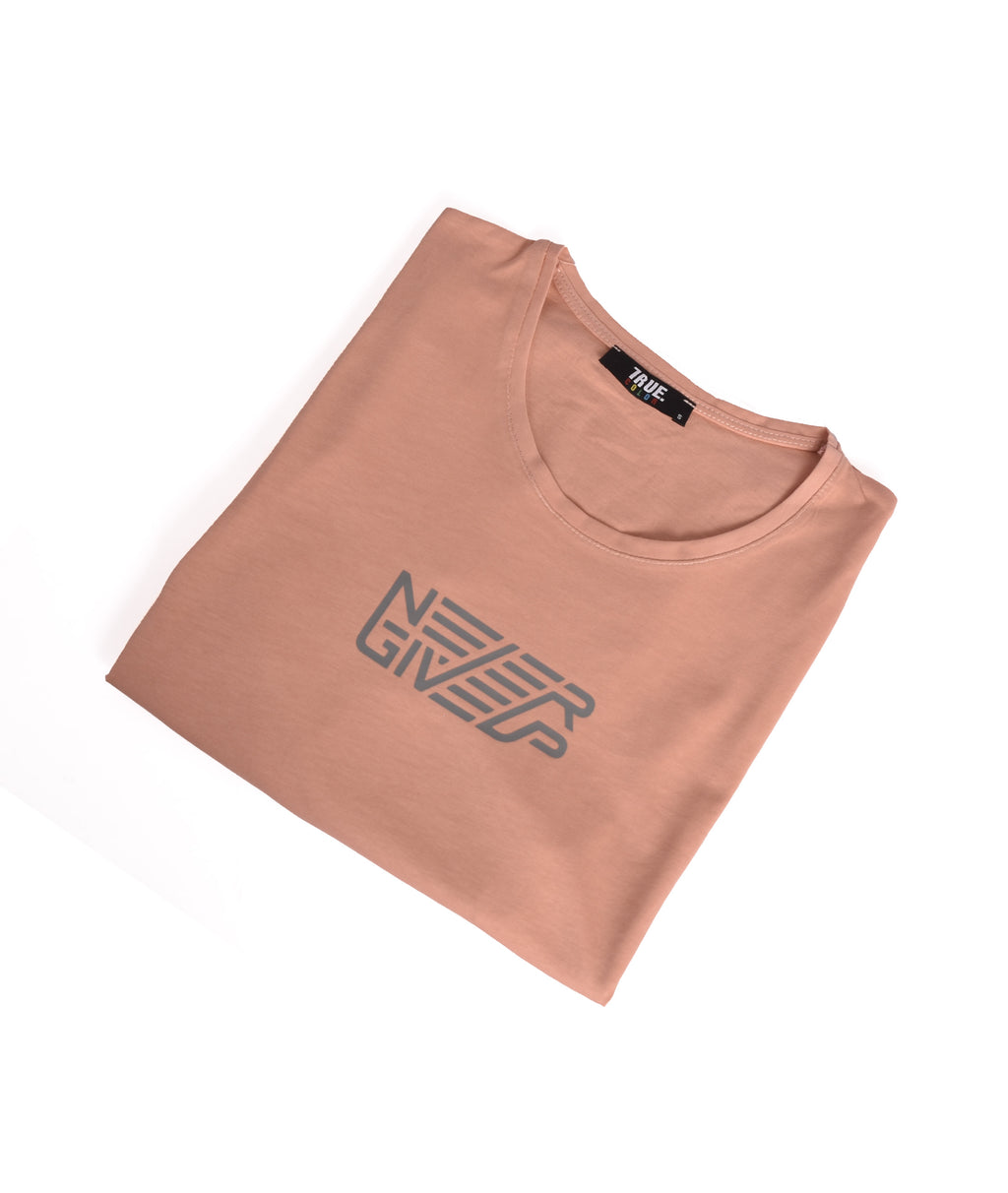 T-shirt SAUMON *NEVER GIVE UP *