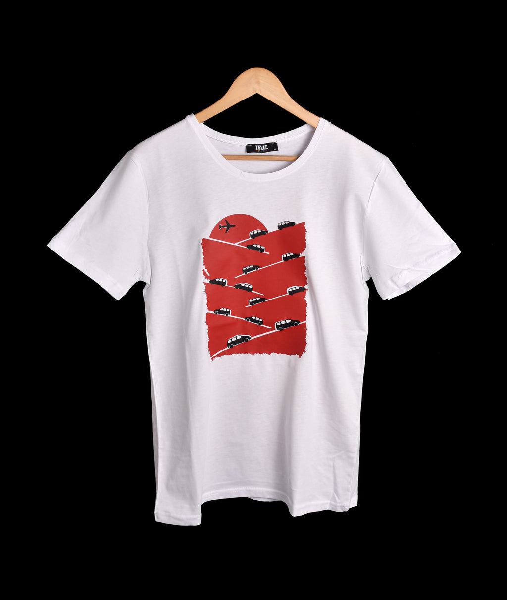 T-shirt BLANC MOTIF VOITURES