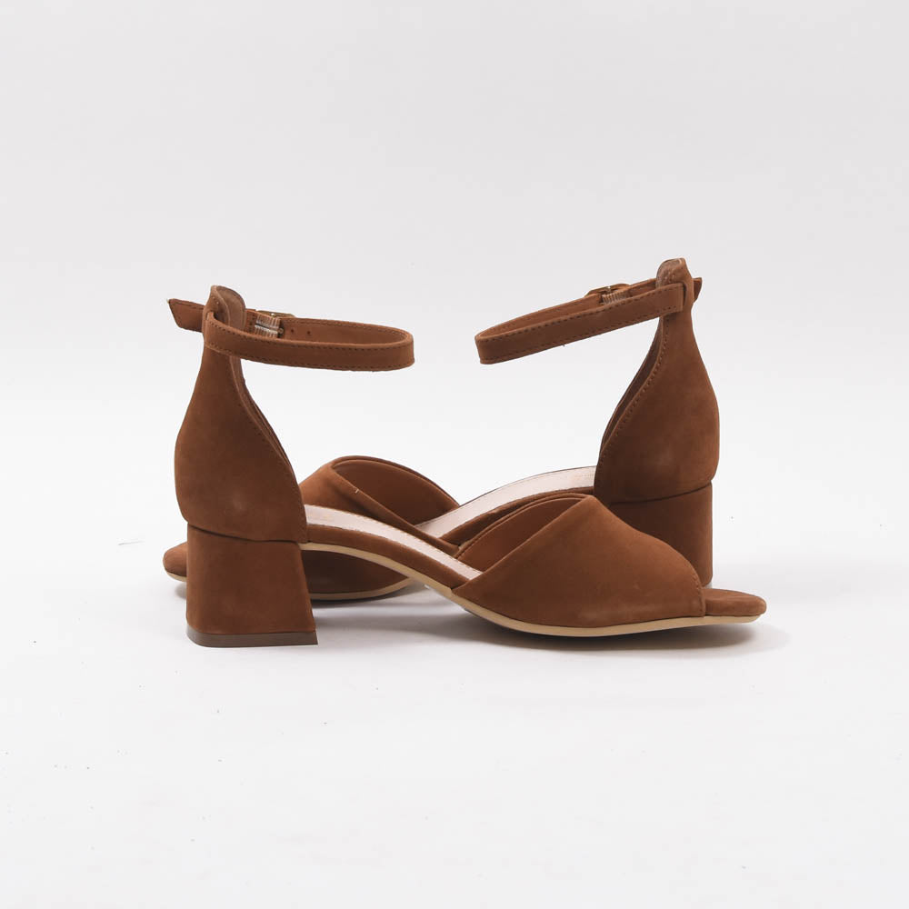 André Sandales à Talons Carrés Daim Marron Femme