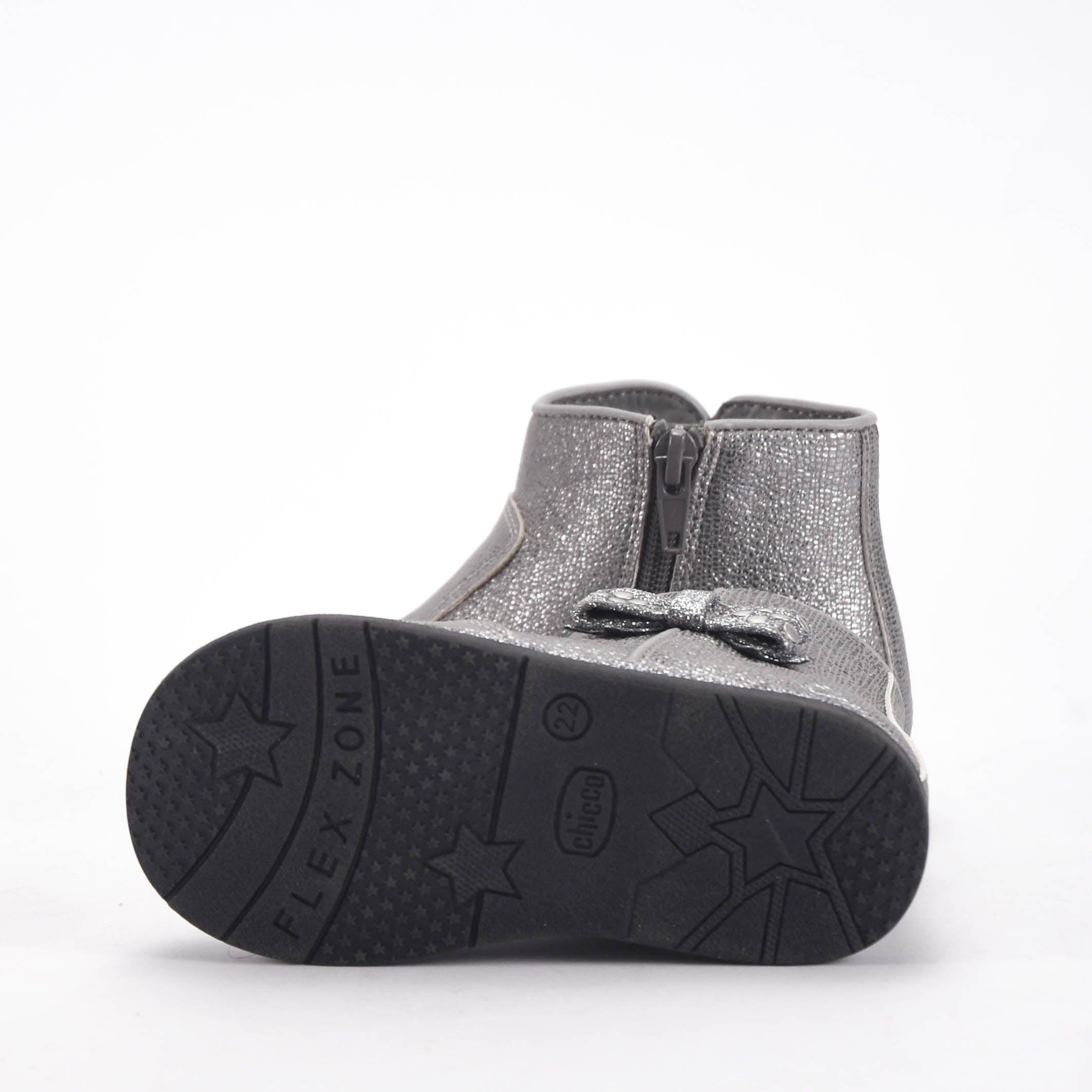 Chicco Bottines Argentées Brillantes avec Nœud Fille