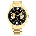 Tommy Hilfiger Montre Acier Doré Cadran Noir Élégante Homme